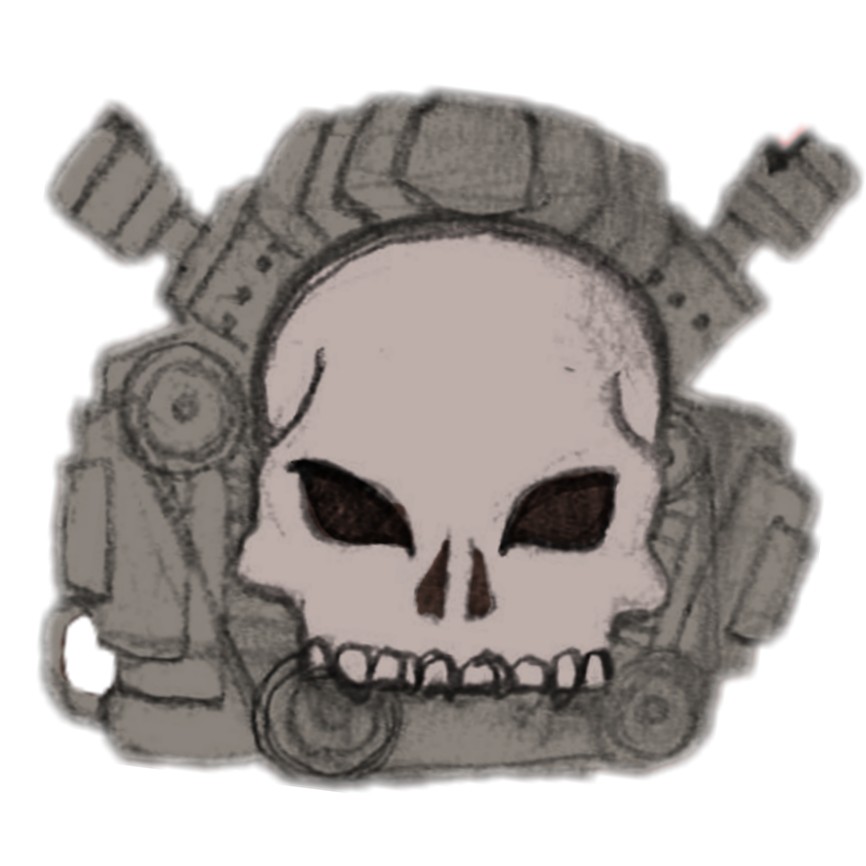 Savage Machine's logo; a humanoid skull layered over a car engine